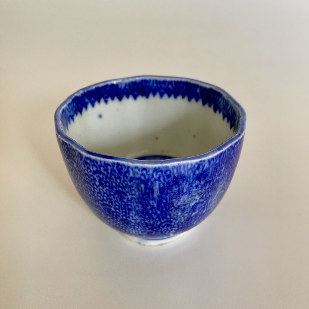 明治時代～大正時代 染付印判 微塵唐草 蕎麦猪口 向付
