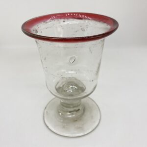 大正時代～昭和初期｜赤縁ガラスの氷コップ 脚付き 古ガラス