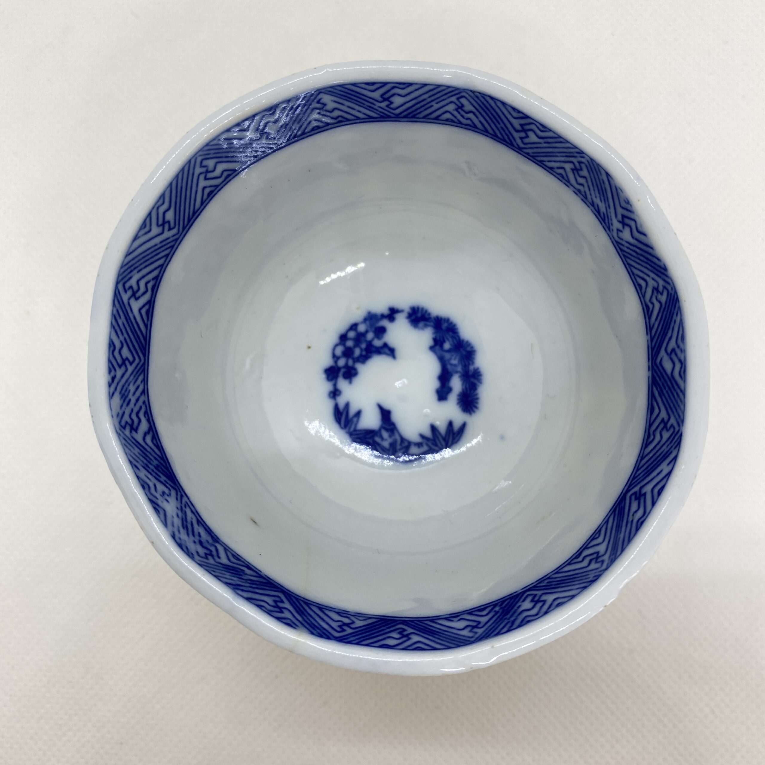 明治～大正時代 染付印判 牡丹唐草文 蕎麦猪口・向付｜老舗米屋蔵出し