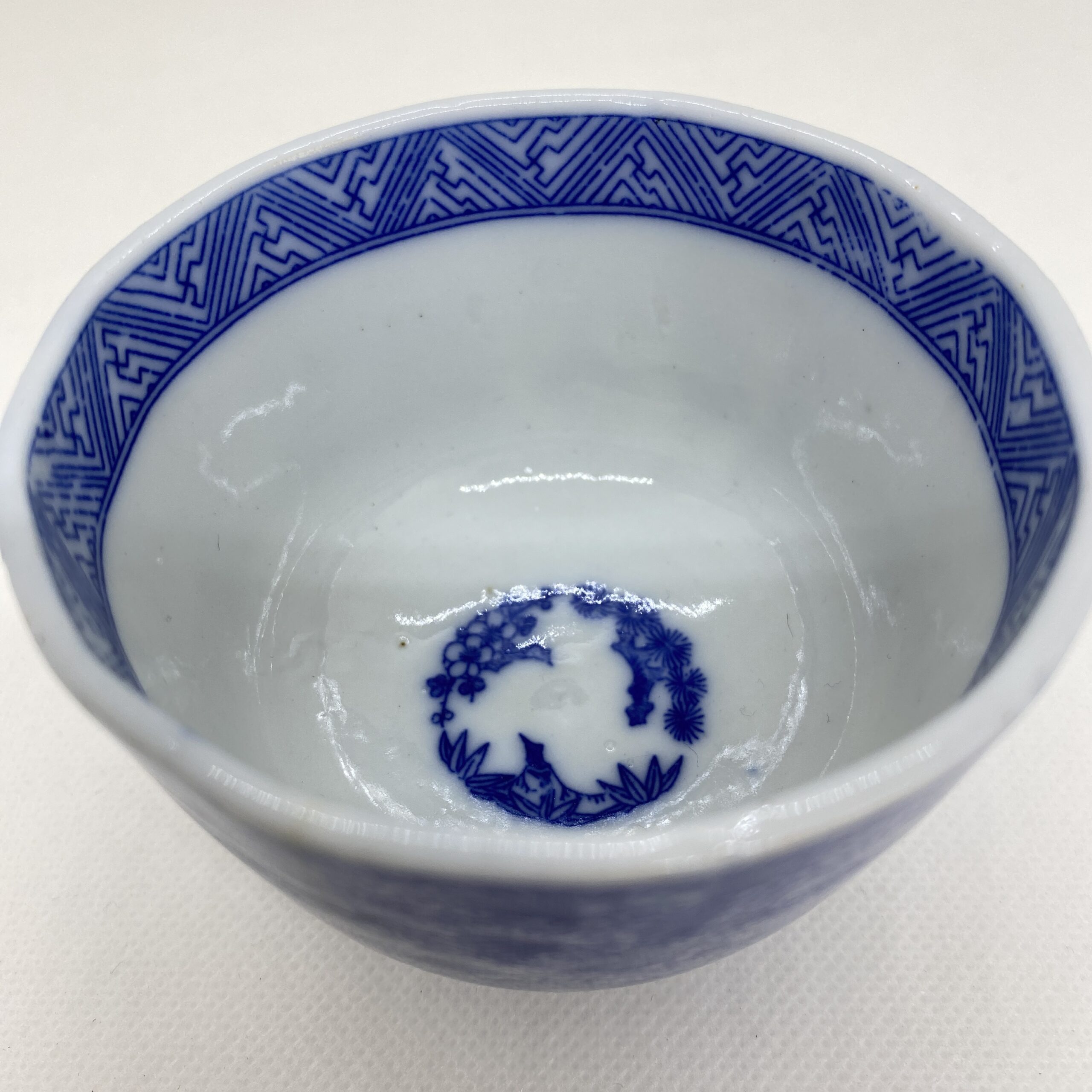 明治～大正時代 染付印判 牡丹唐草文 蕎麦猪口・向付｜老舗米屋蔵出し