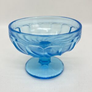 昭和レトロ 青色ガラス 氷カップ 輪花文 高台付き 9.7cm